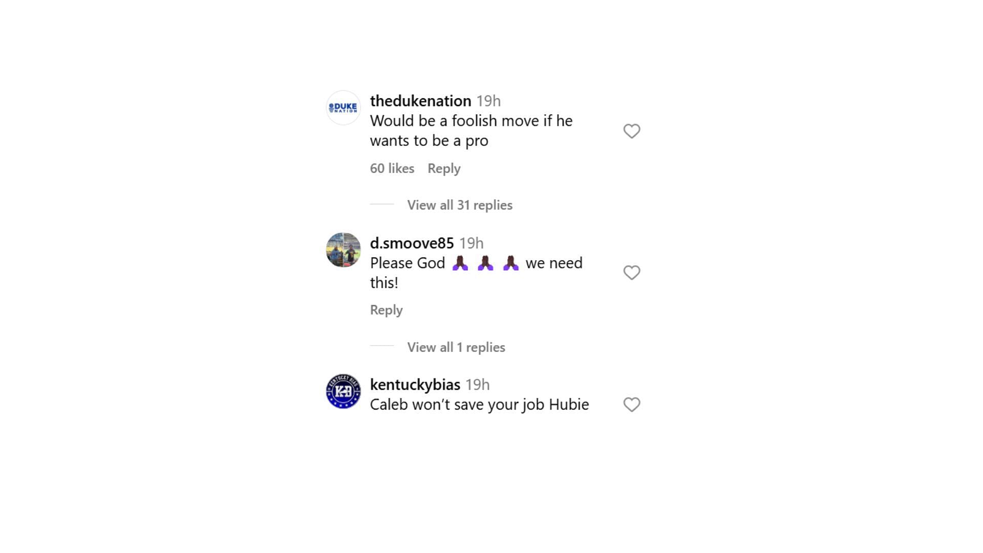 Hoops fans react to predictions about 5-star prospect Caleb Wilson committing to the UNC Tar Heels (Image by Instagram/@recruitsnews)