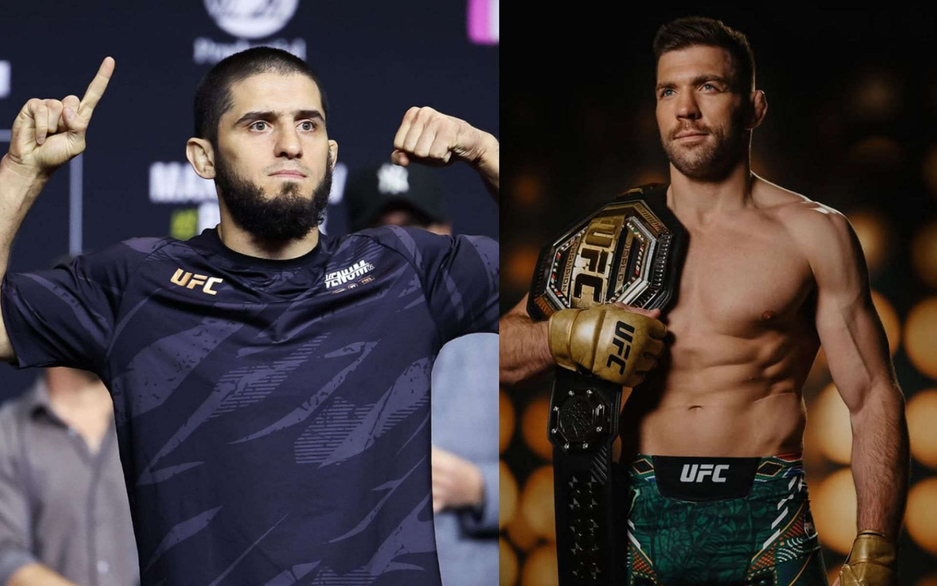 Dricus du Plessis sheds light on potential Islam Makhachev clash. [Images courtesy: @islam_makhachev and @dricusduplessis on Instagram]