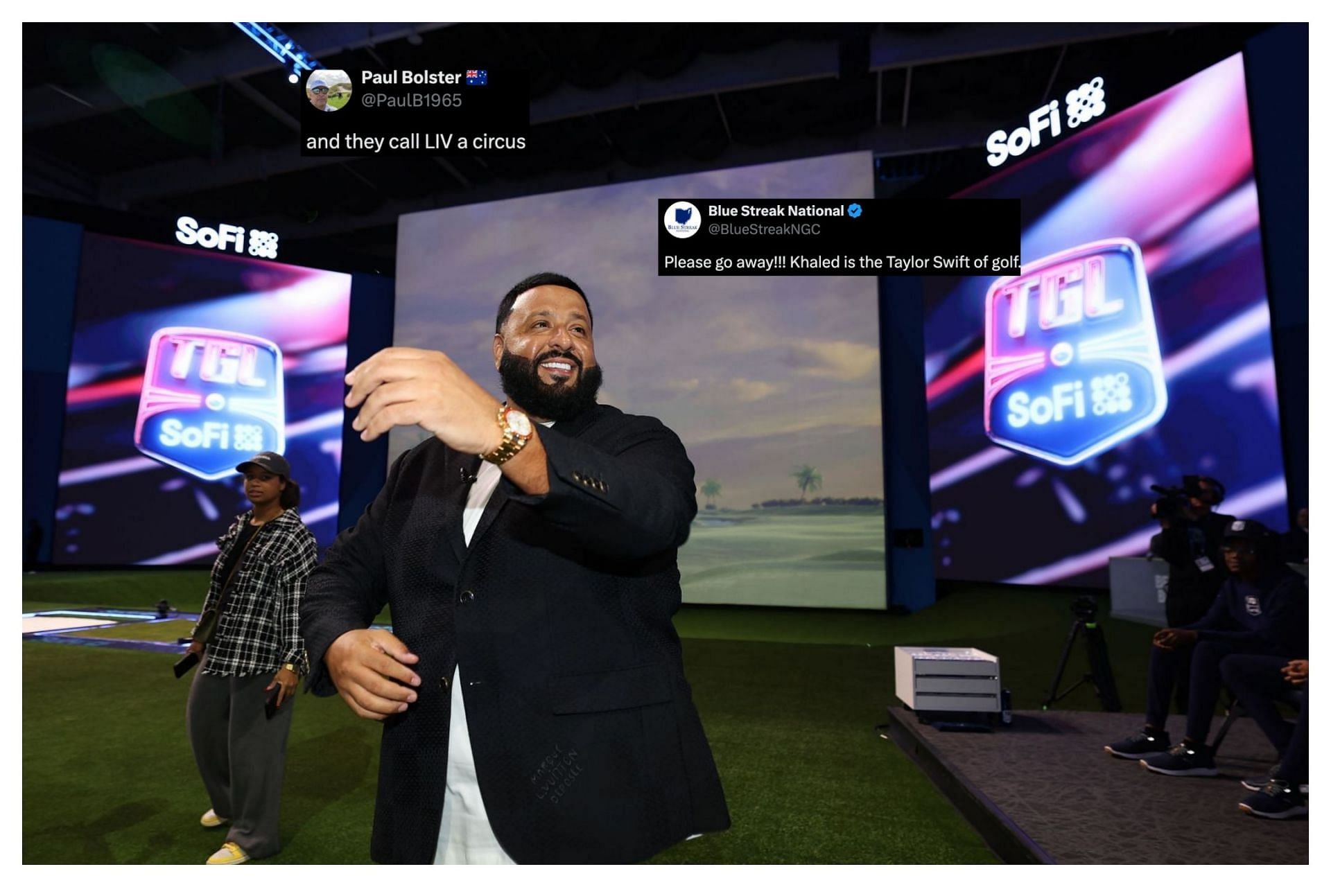 DJ Khaled at the TGL presented by SoFi (Image Source: Getty, x@BlueStreakNGC, x@ PaulB1965)