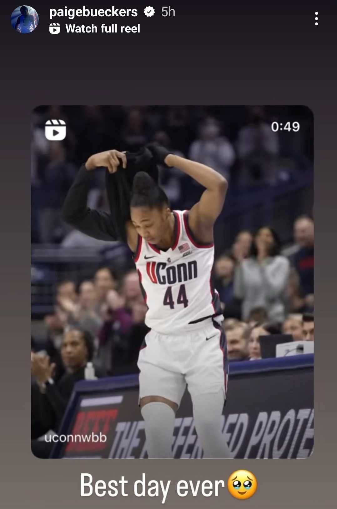 Paige Bueckers reacts to teammate&#039;s return on social media. (Credits: Instagram/@paigebueckers)