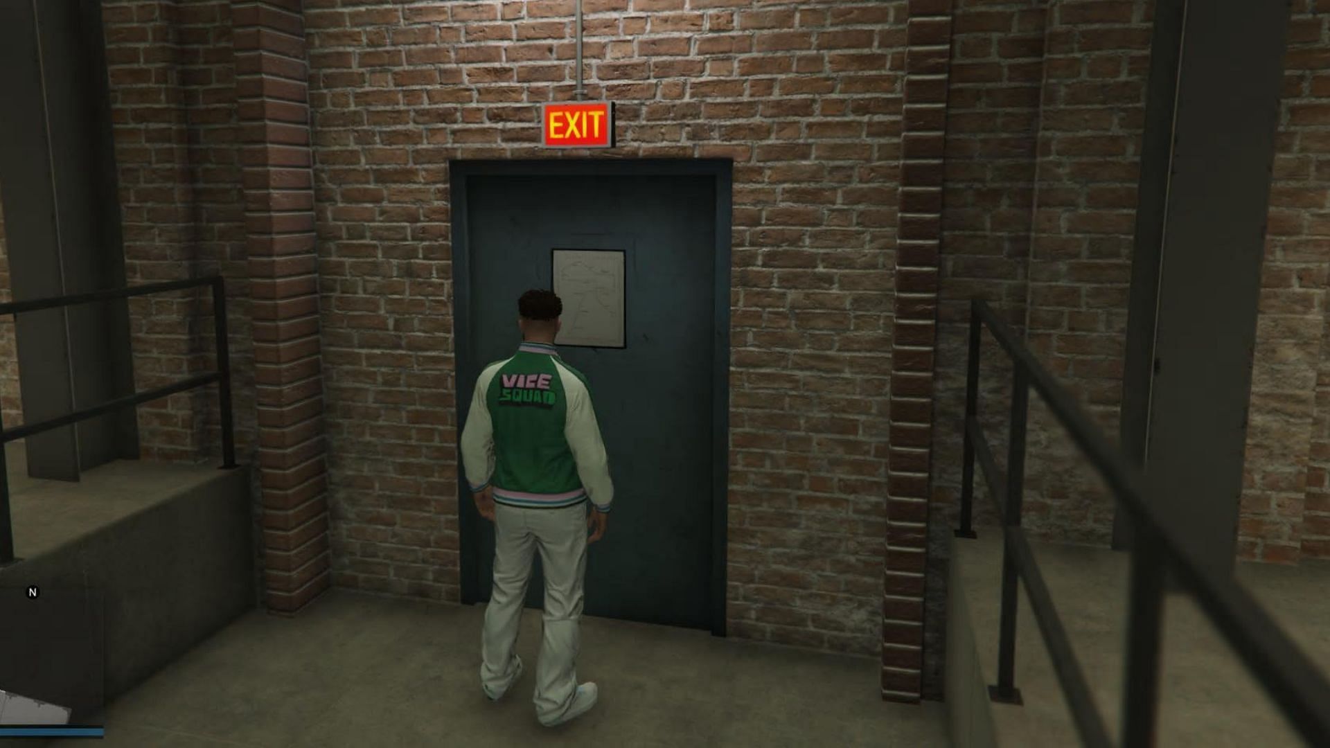 Garment Factory&#039;s fast travel door (Image via Rockstar Games)