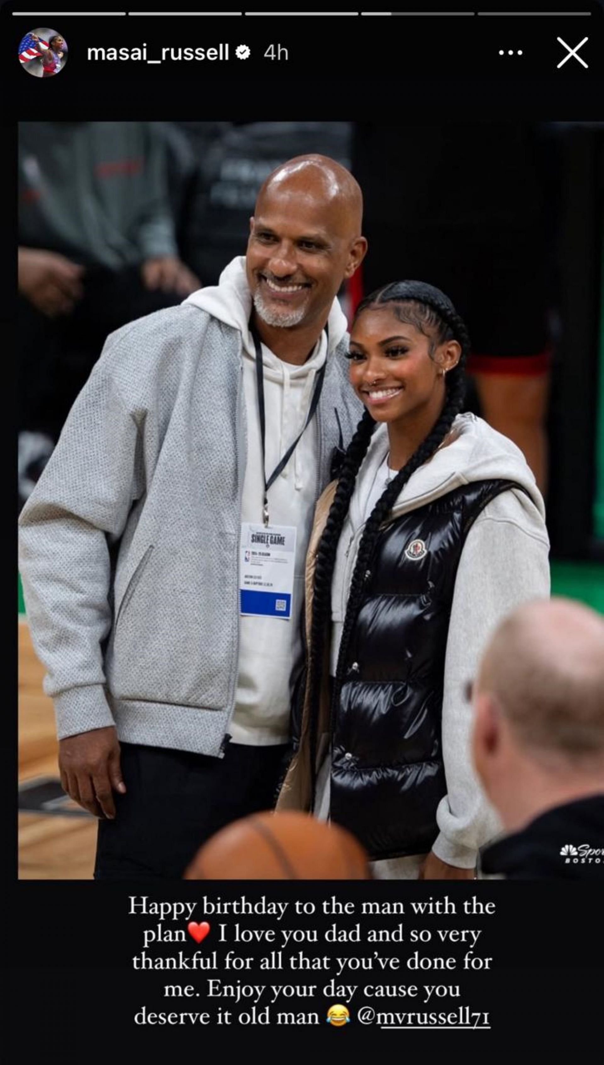 Masai Russell wishes her father a birthday; Instagram - @masai_russell