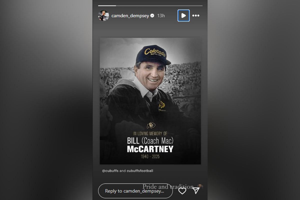 Camden Dempsey&#039;s post on the passing of former coach Bill McCartney. (Credits: IG/Camden Dempsey)