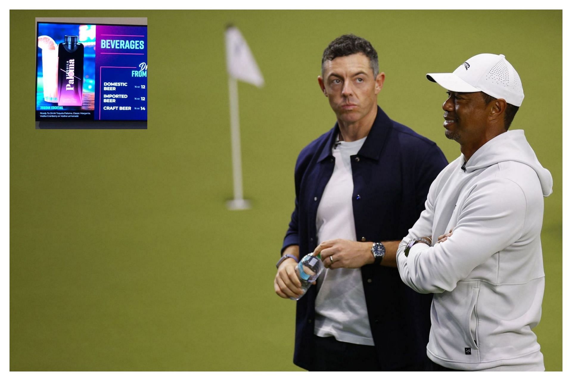 Tiger Woods and Rory McIlroy at the TGL presented by SoFi (Image Source: Getty, x@joshAcarpenter)