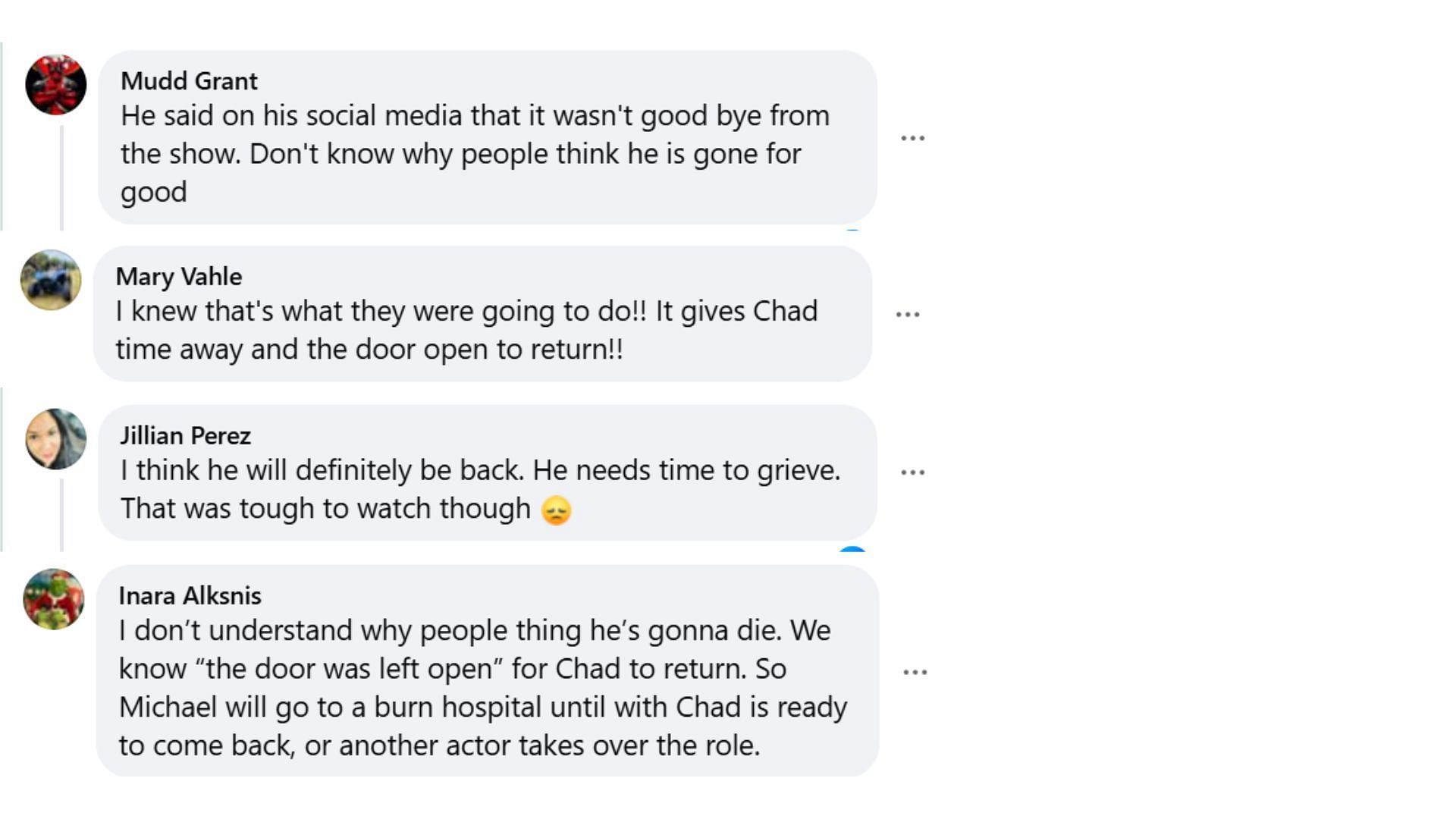 More fan comments refuting Michael&#039;s permanent exit (Image via Facebook/@general hospital Fans-Official)