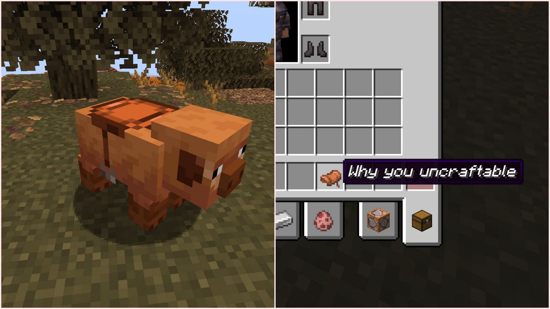 Saddles will not lose their names after being taken off from a pig or strider (Image via Mojang Studios)