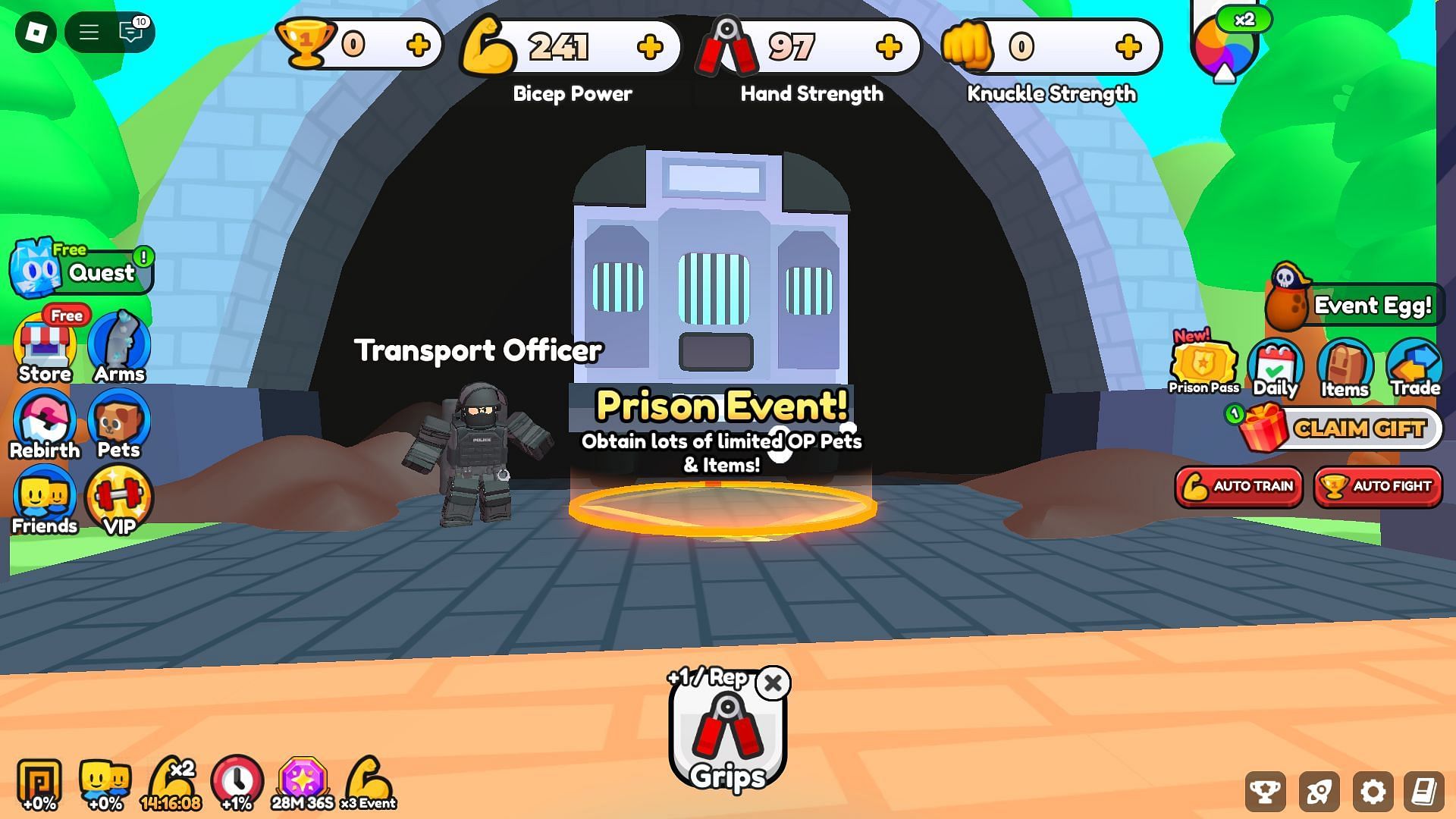 Go near the Transport Officer to enter the Prison Event (Image via Roblox)