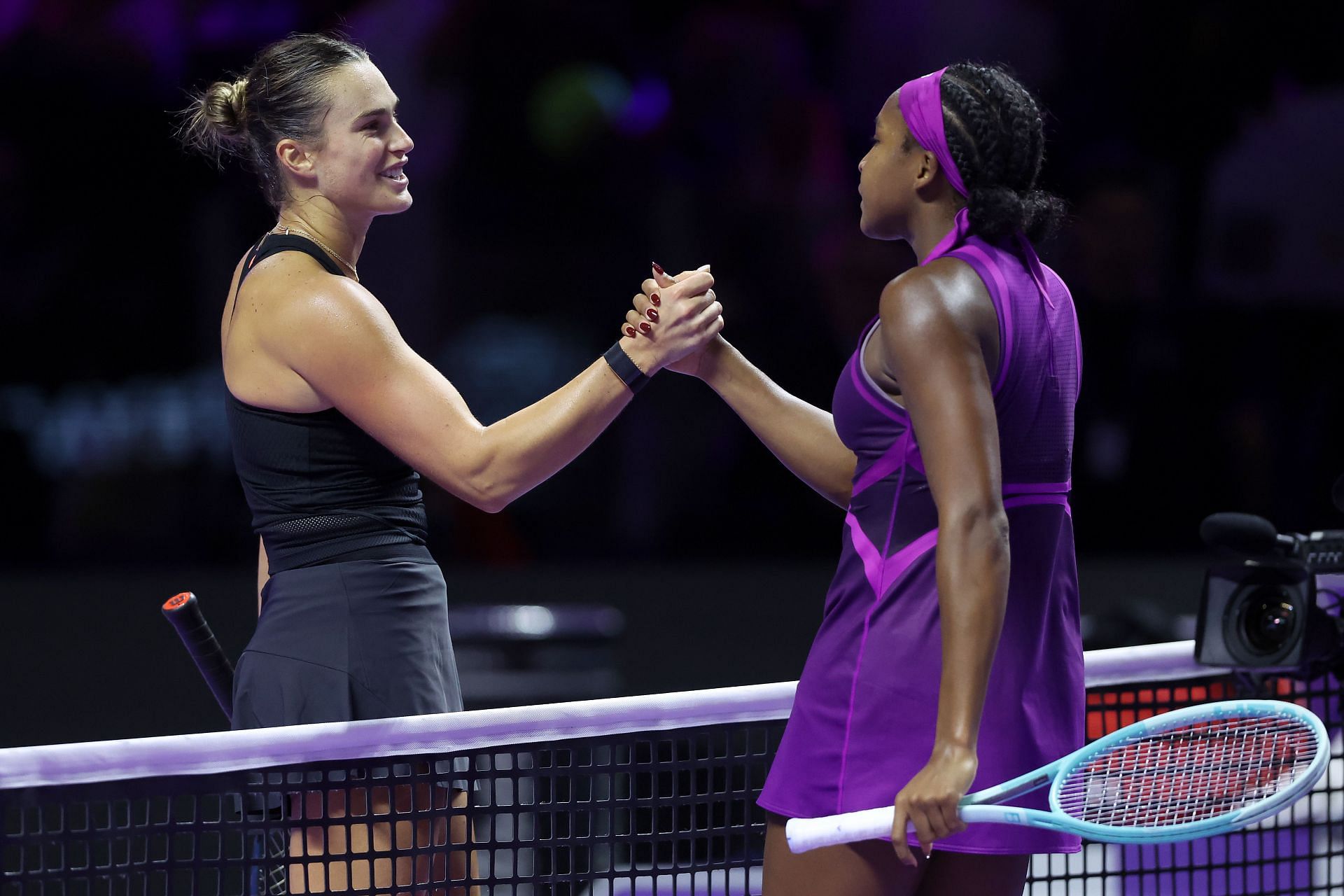 Aryna Sabalenka and Coco Gauff at the WTA Finals 2024. (Photo: Getty)