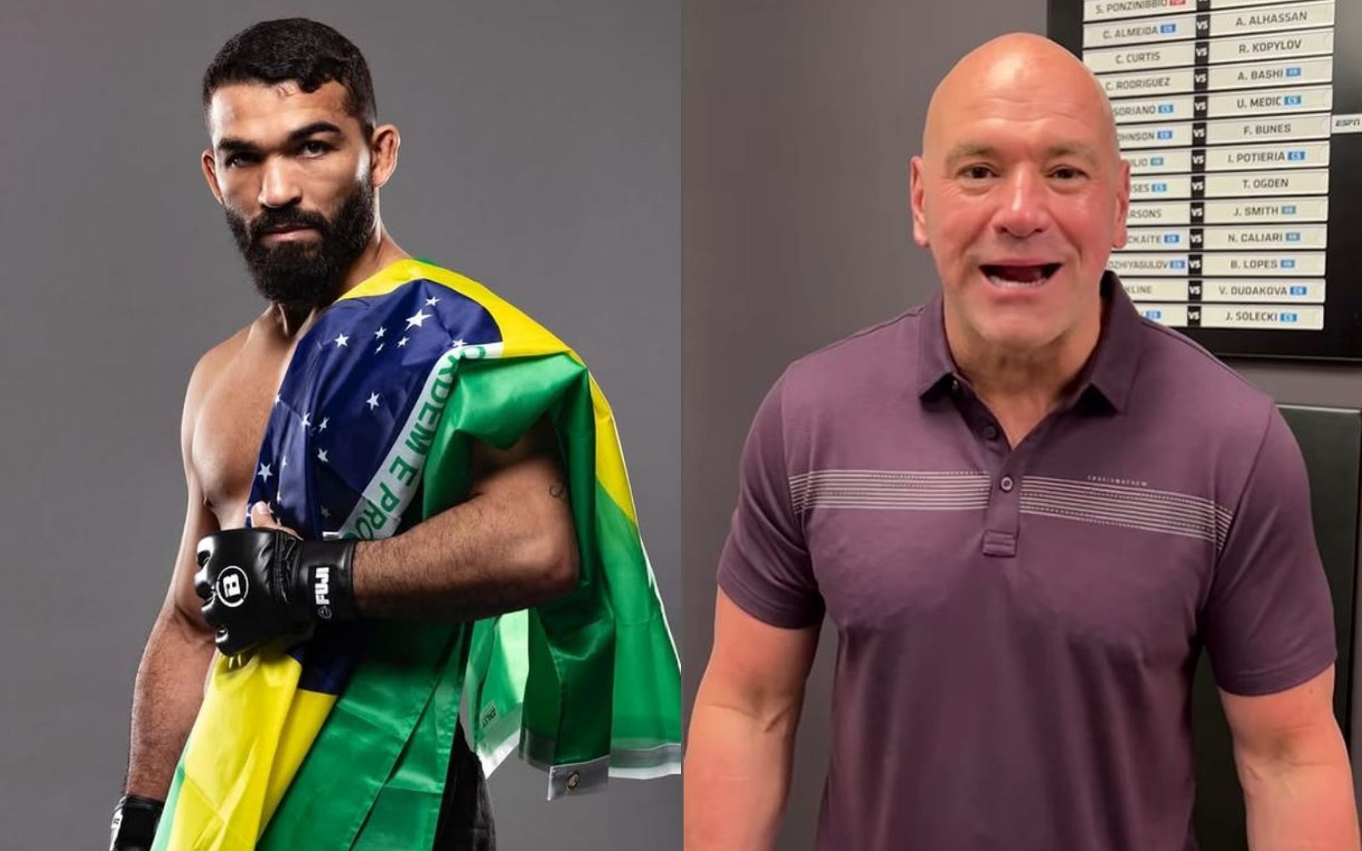 Patricio Pitbull (left) talks about the potential of him fighting for Dana White (right) and the UFC. [Image credit: @patriciopitbull, @danawhite on Instagram]