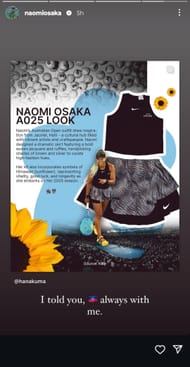 Screengrab of Naomi Osaka's Instagram story (@naomiosaka)