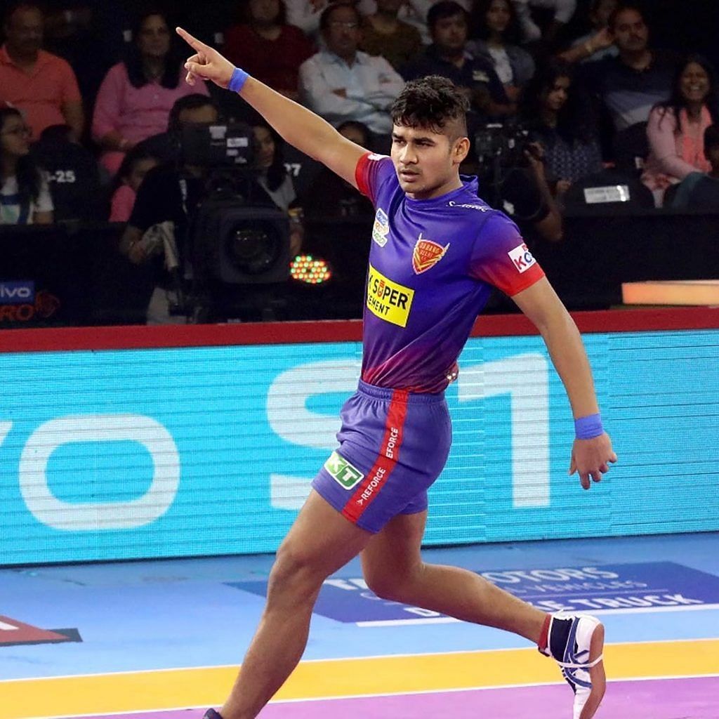 Naveen Kumar playing for Dabang Delhi KC (Image via PKL)