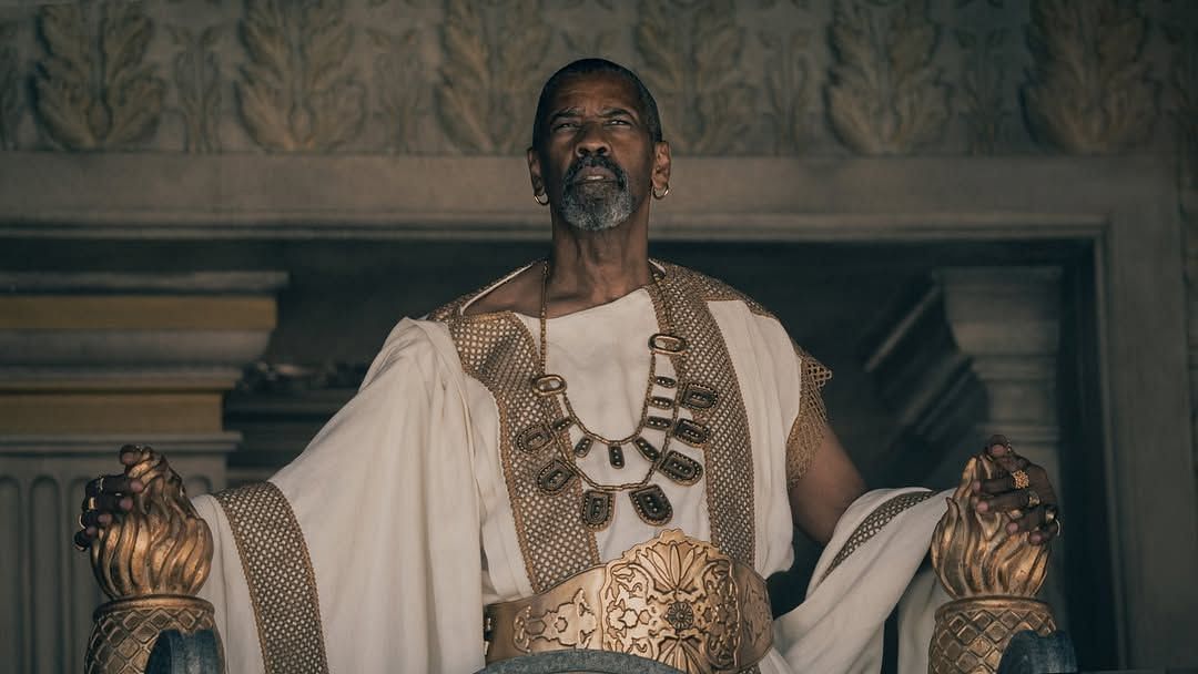 Denzel Washington in a still from Gladiator 2 (Images via Instagram/@gladiatormovie/Universal Pictures, Inc.)