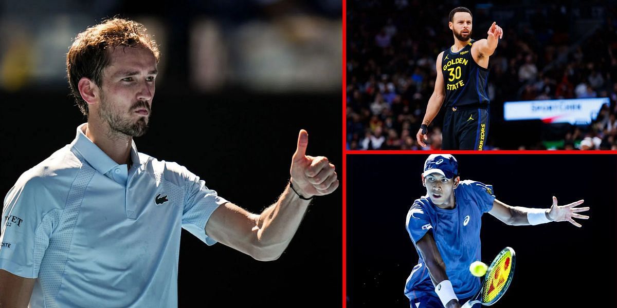 Daniil Medvedev, Steph Curry (right top), Kasidit Samrej (right bottom) | Getty