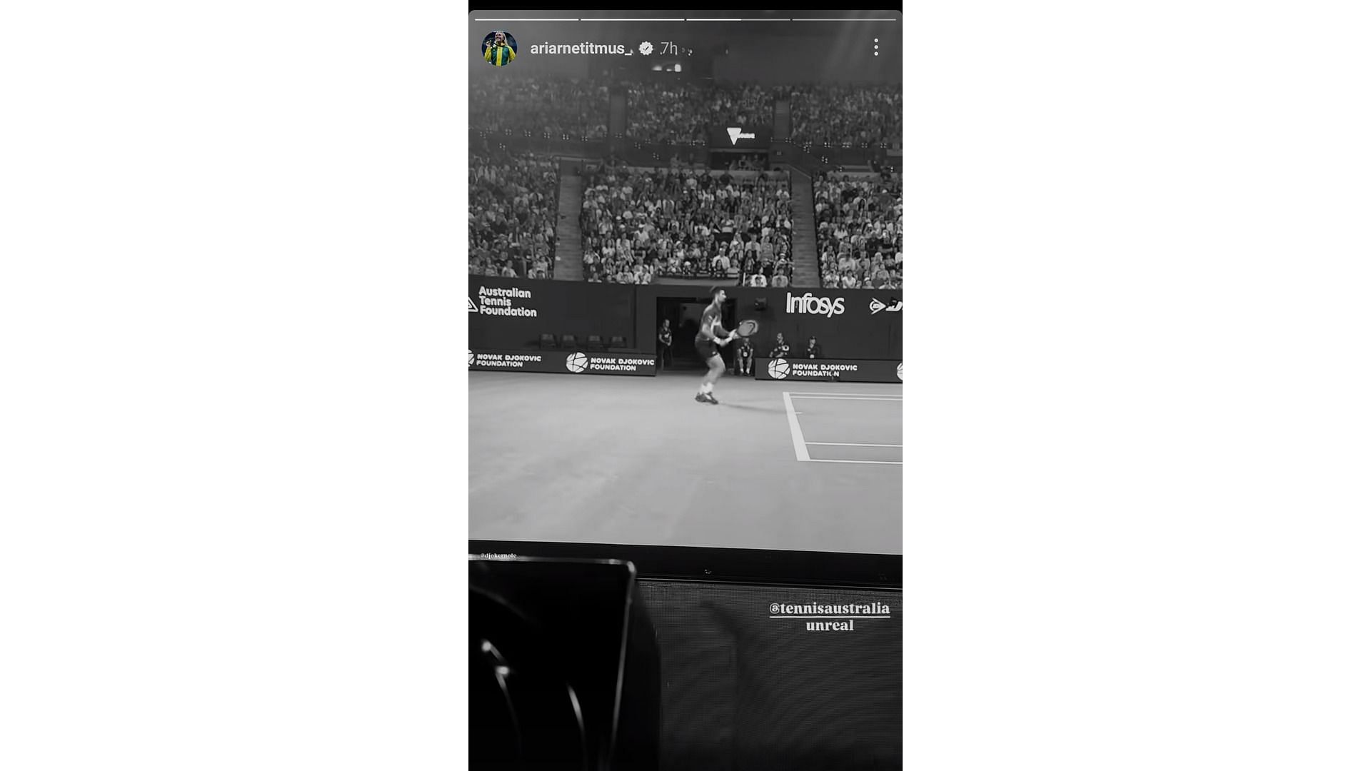 Screenshot of Titmus&#039; Instagram story feat Djokovic (Image via: Titmus Instagram handle)