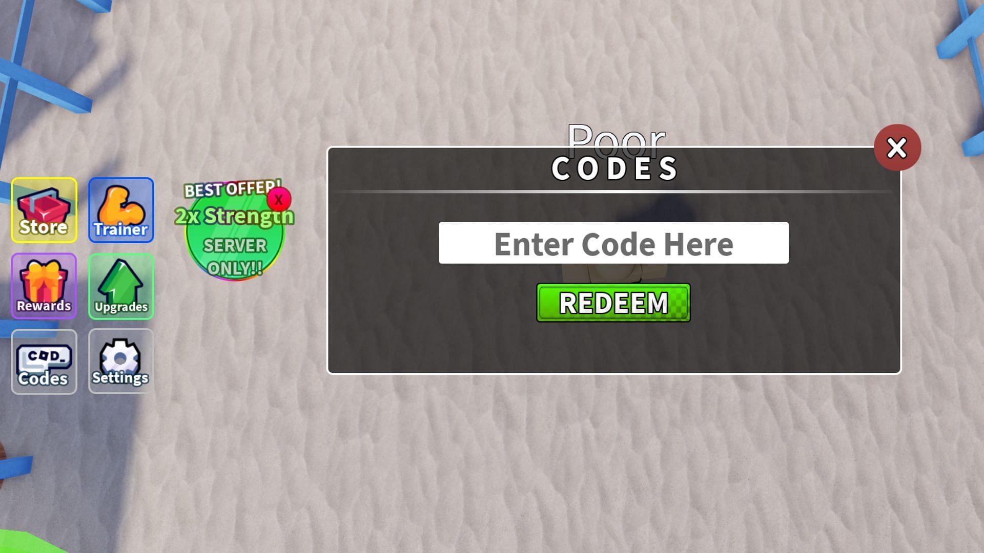 Redeem codes in Slap Legends (Image via Roblox)