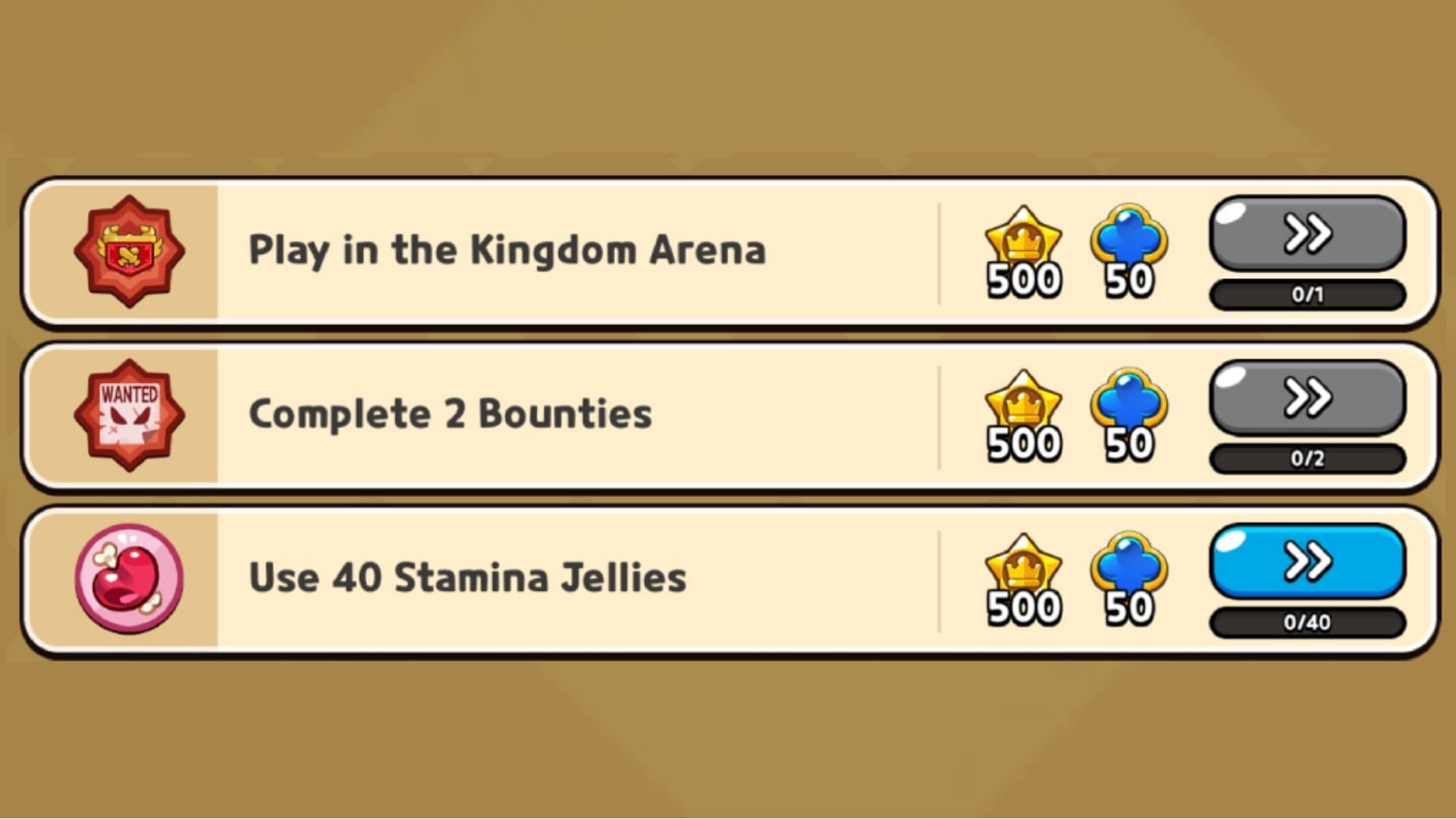 Some Missions for Kingdom Pass (Image via Devsisters)