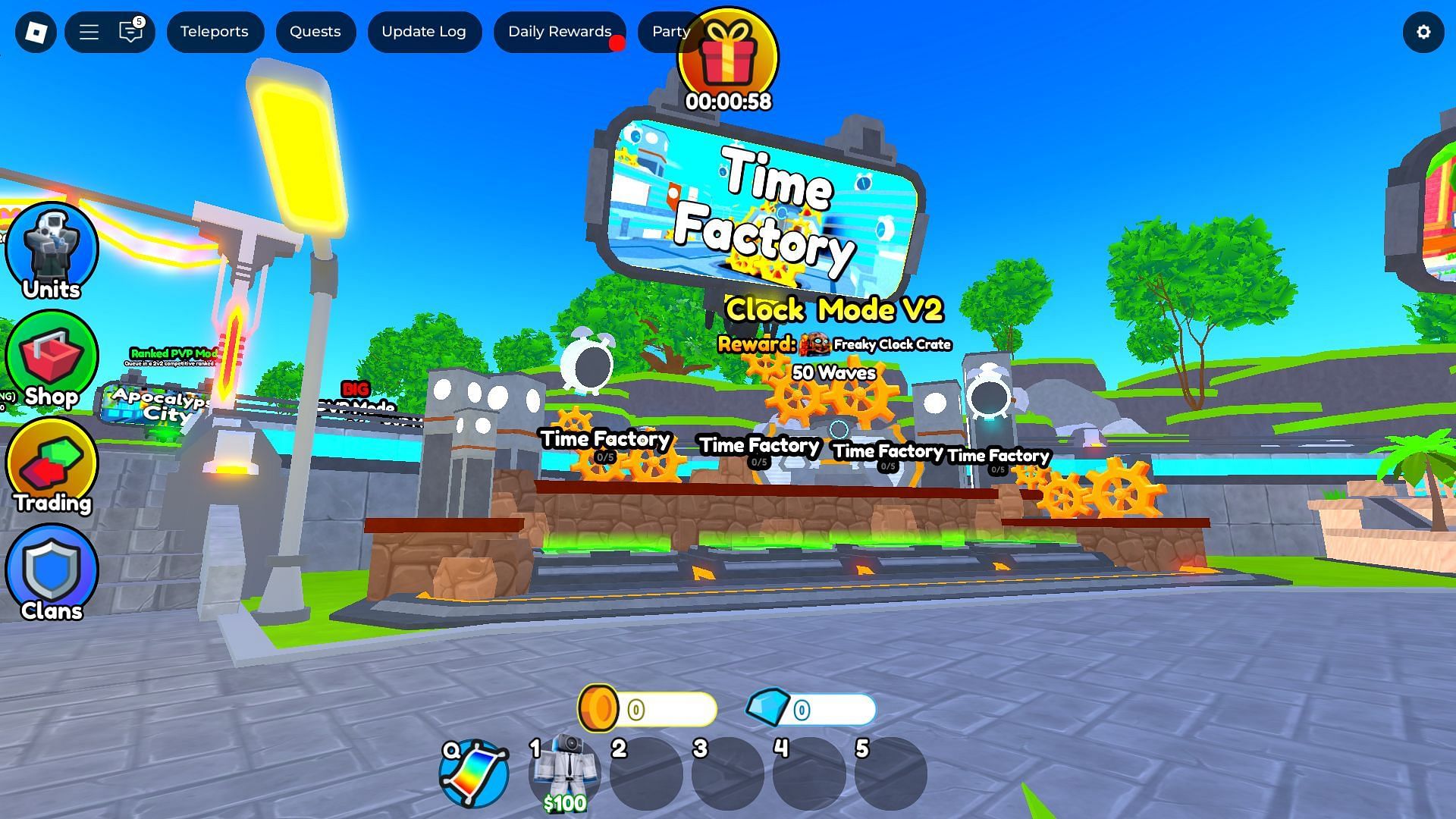 Clock Mode V2 game mode (Image via Roblox)