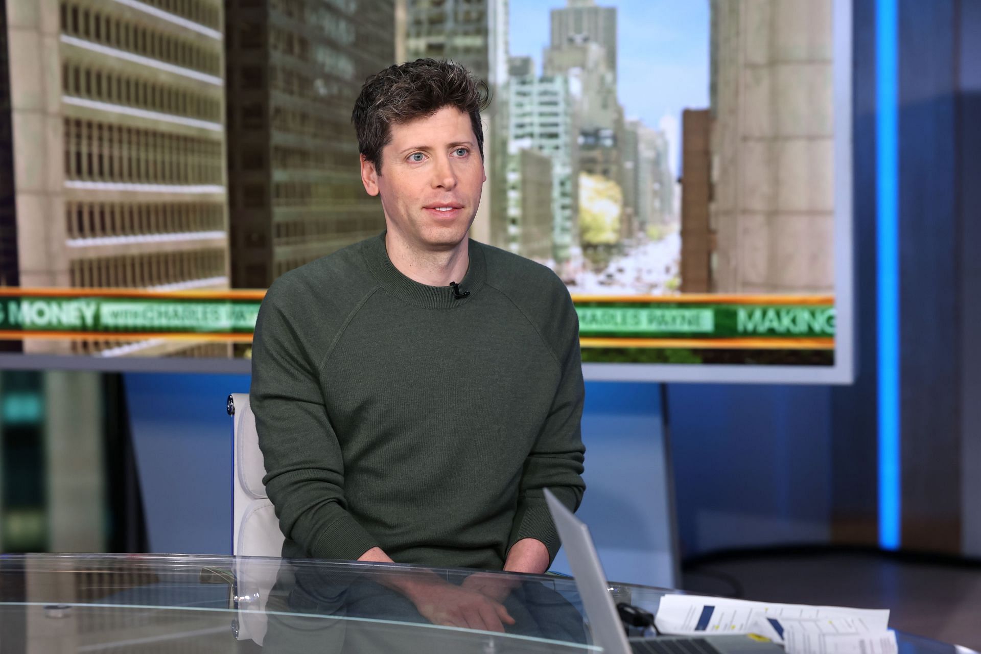 OpenAI CEO Sam Altman Visits &quot;Making Money With Charles Payne&quot; - Source: Getty