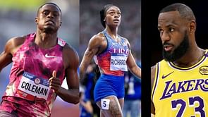 Christian Coleman drops a one-word reaction as Sha'Carri Richardson features on latest Nike campaign alongside LeBron James