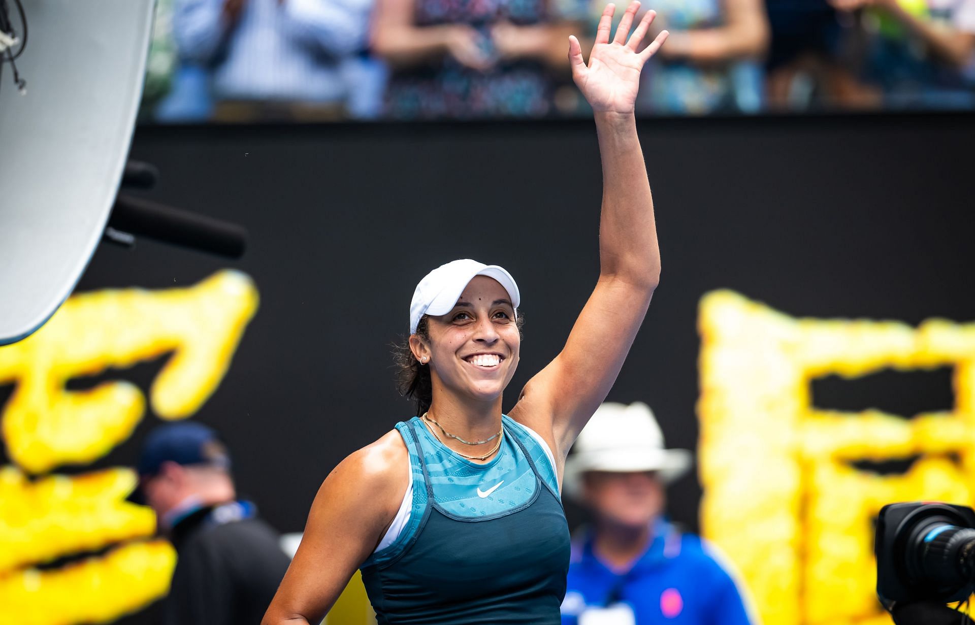 Madison Keys after beating &lt;a href=&#039;https://www.sportskeeda.com/player/elina-svitolina&#039; target=&#039;_blank&#039; rel=&#039;noopener noreferrer&#039;&gt;Elina Svitolina&lt;/a&gt; at the 2025 Australian Open. (Source: Getty)