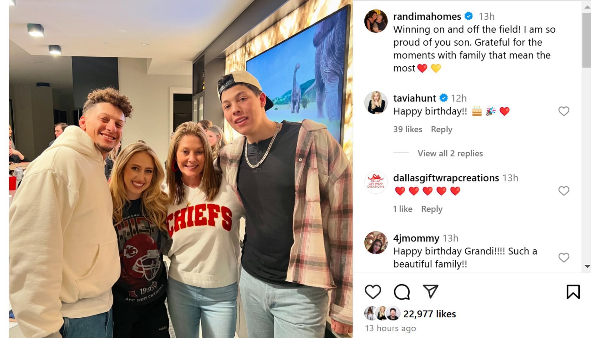 Patrick Mahomes&#039; mother Randi shares heartfelt note as Chiefs proceed to Conference Championship game [Image credit: @randimaomes IG&#039;