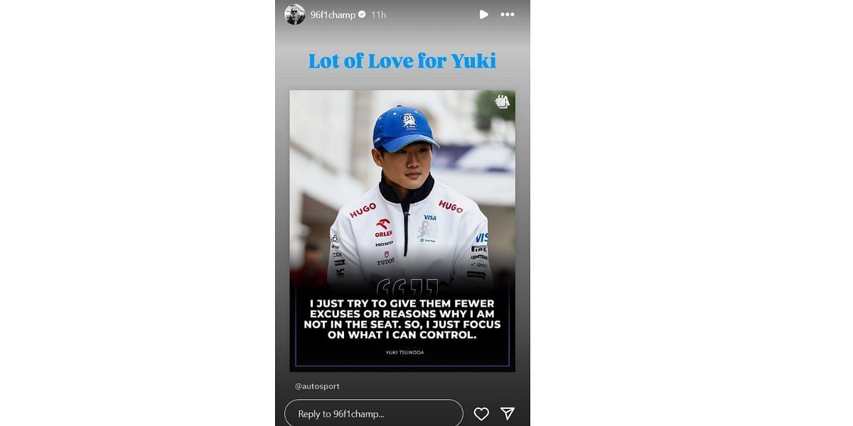 Damon Hill on Yuki Tsunoda...Credits-Instagram