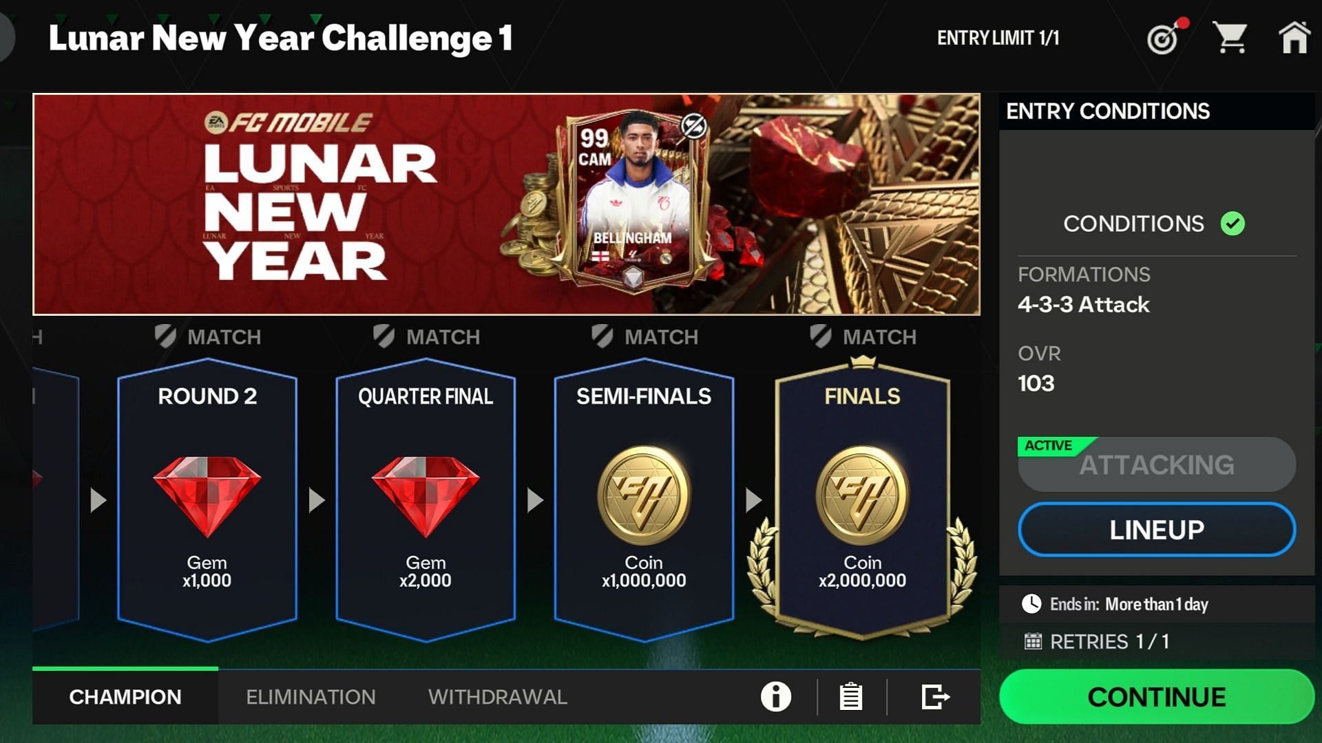 EA FC Mobile Lunar New Year Challenge Mode rounds and rewards (Image via EA Sports)