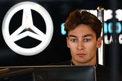Pictures: George Russell hilariously crashes his yellow Mercedes on the 'frozen lakes of Sweden'