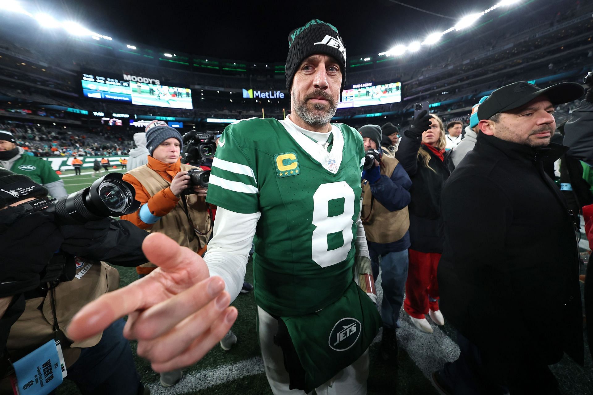 Aaron Rodgers at Miami Dolphins v New York Jets - Source: Getty