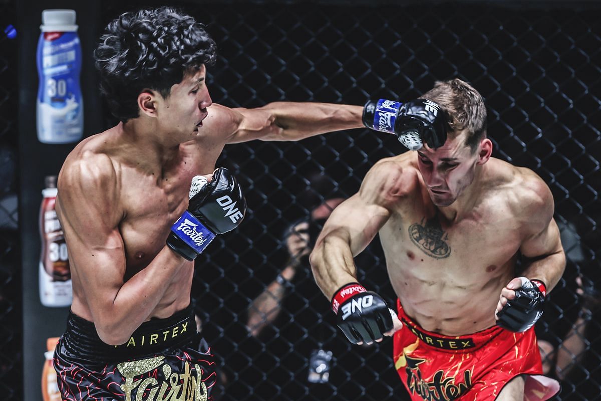 Nabil Anane and Nico Carrillo during their battle at ONE 170. [Photo via: ONE Championship]