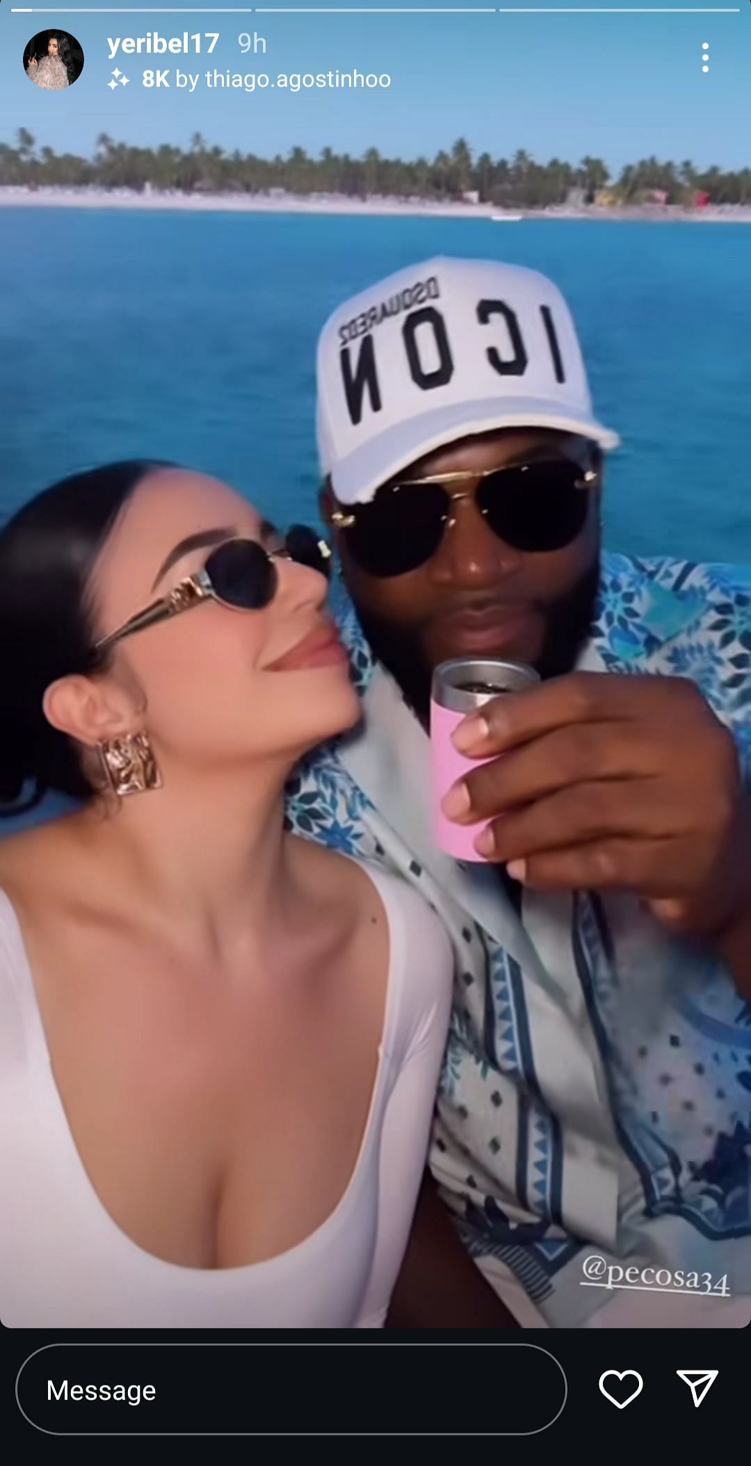 David Ortiz&#039;s girlfriend shares a video of their New Year party on the yacht together. Source - Instagram/@yeribel17