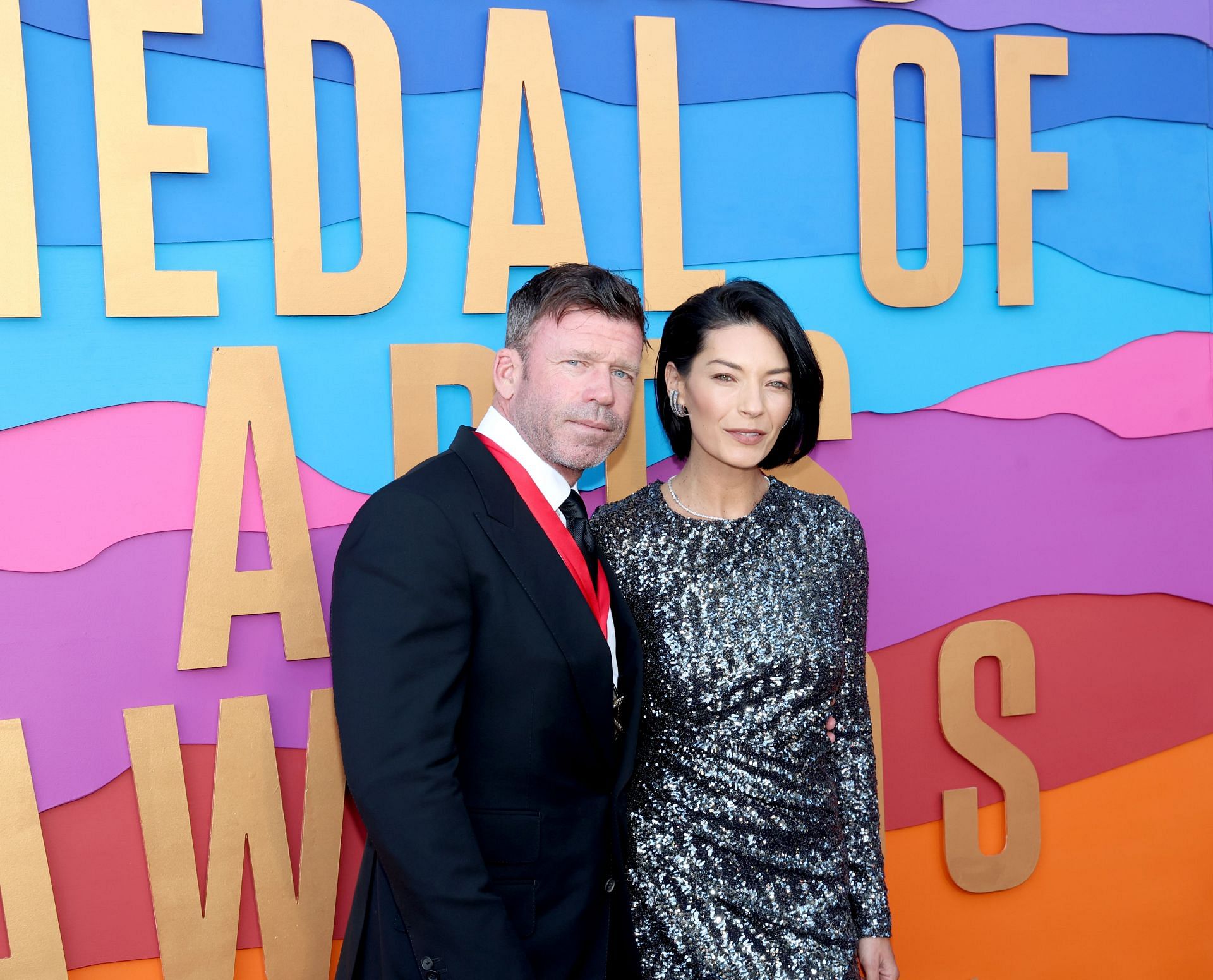 Honoree Taylor Sheridan and Nicole Sheridan attend the 2023 Texas Medal of Arts Awards at the Long Center for the Performing Arts. (Photo by Gary Miller/Getty Images)