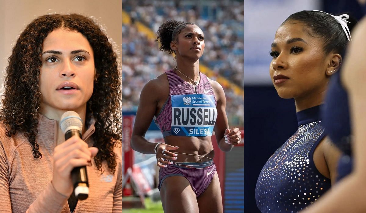 Sydney McLaughlin-Levrone, Jordan Chiles, and Masai Russell - Source: Getty