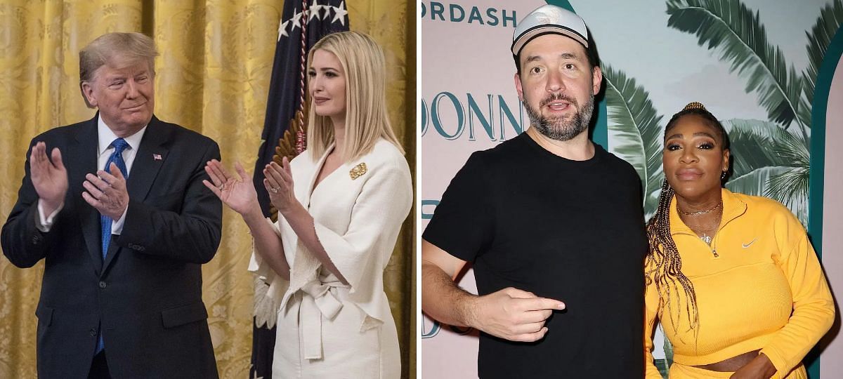 Donald Trump and Ivanka Trump (L), Alexis Ohanian and Serena Williams (R) [Image source: Getty]