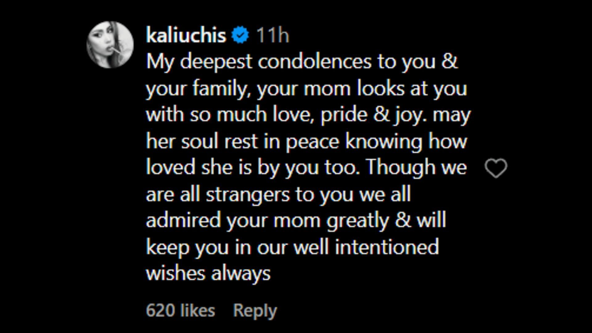 Kali Uchis pays her tribute to Lynn Ban. (Image via Instagram)