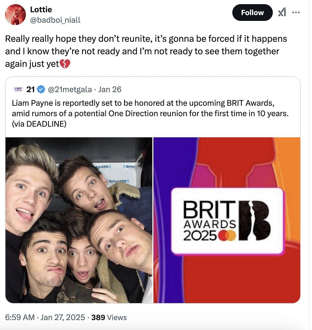 Social media users comment on the reports of One Direction reuniting to pay tribute to Payne (Image via X)