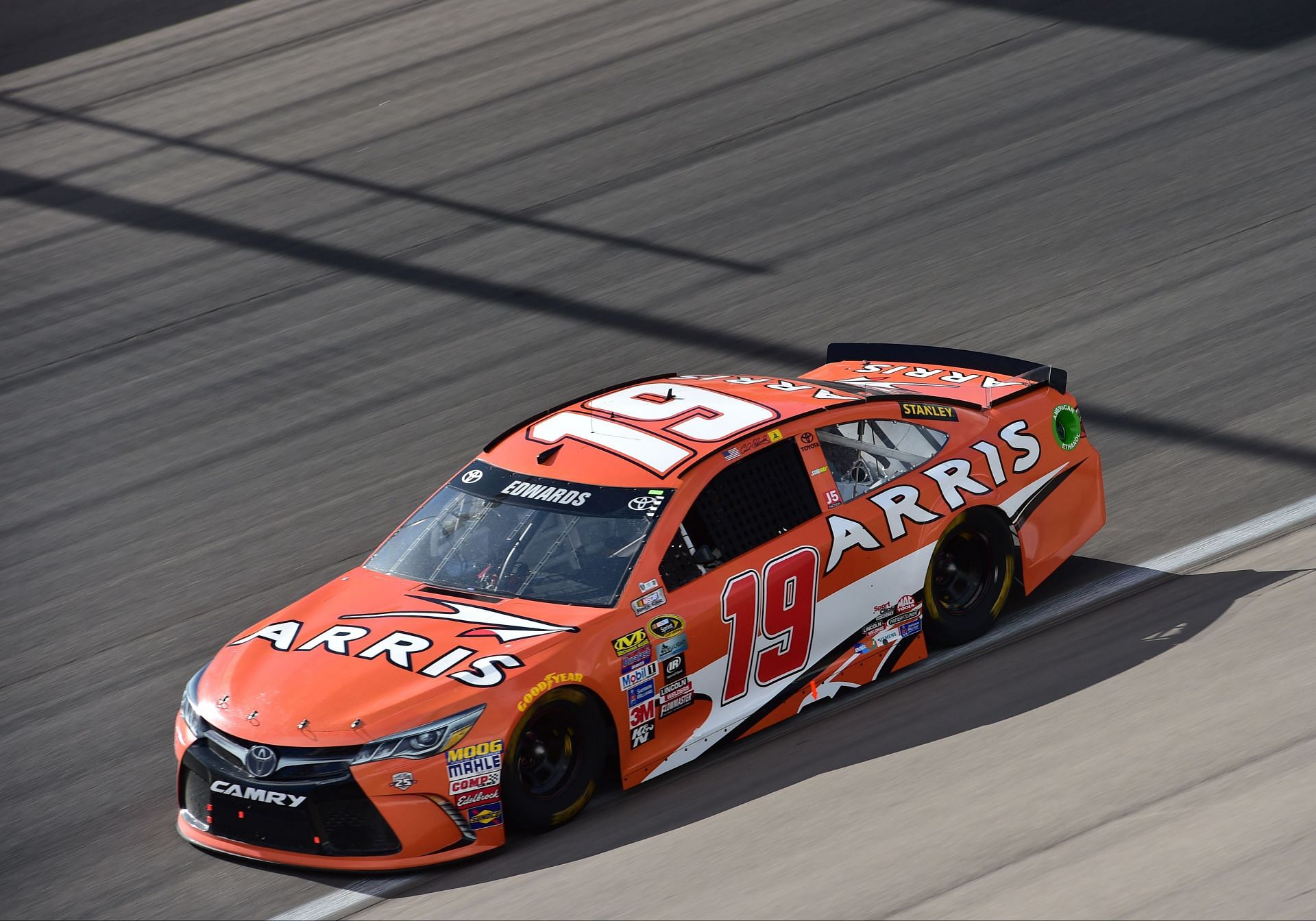 Carl Edwards (19) Joe Gibbs Racing Toyota Camry racing during the Kobalt 400 NASCAR Sprint Cup Series - Source: Getty