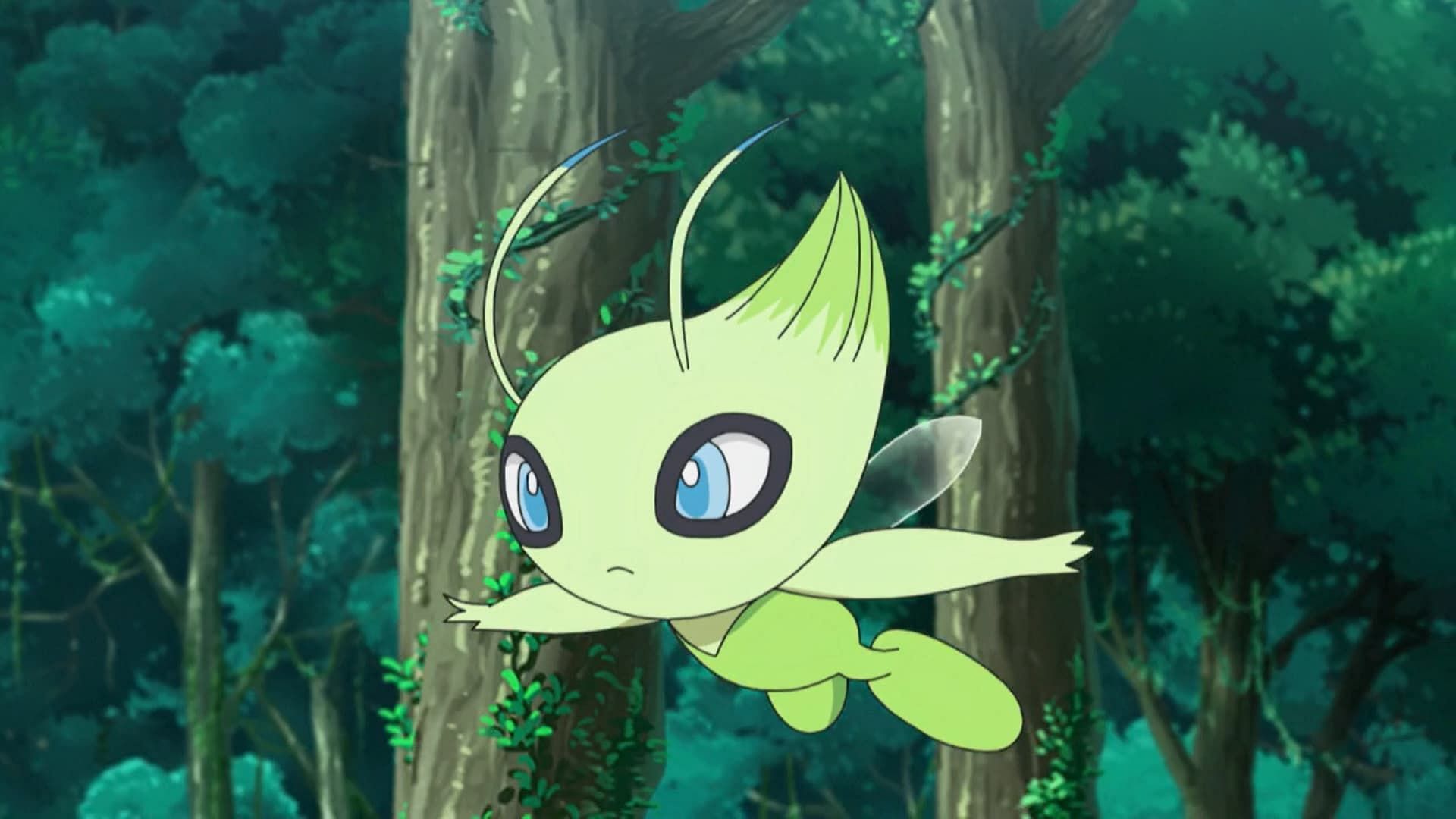 Celebi as seen in the anime (Image via The Pokemon Company)