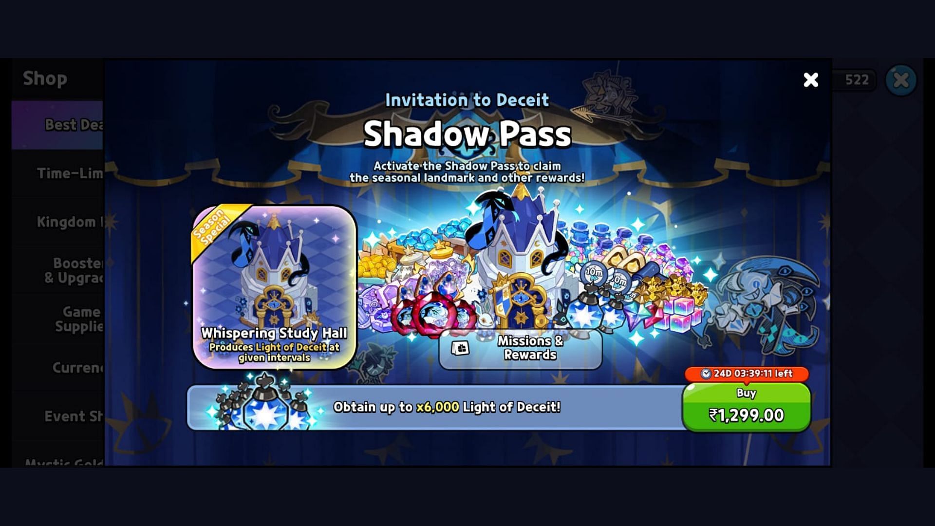 The Cookie Run Kingdom Shadow Pass (Image via Devsisters Corporation)