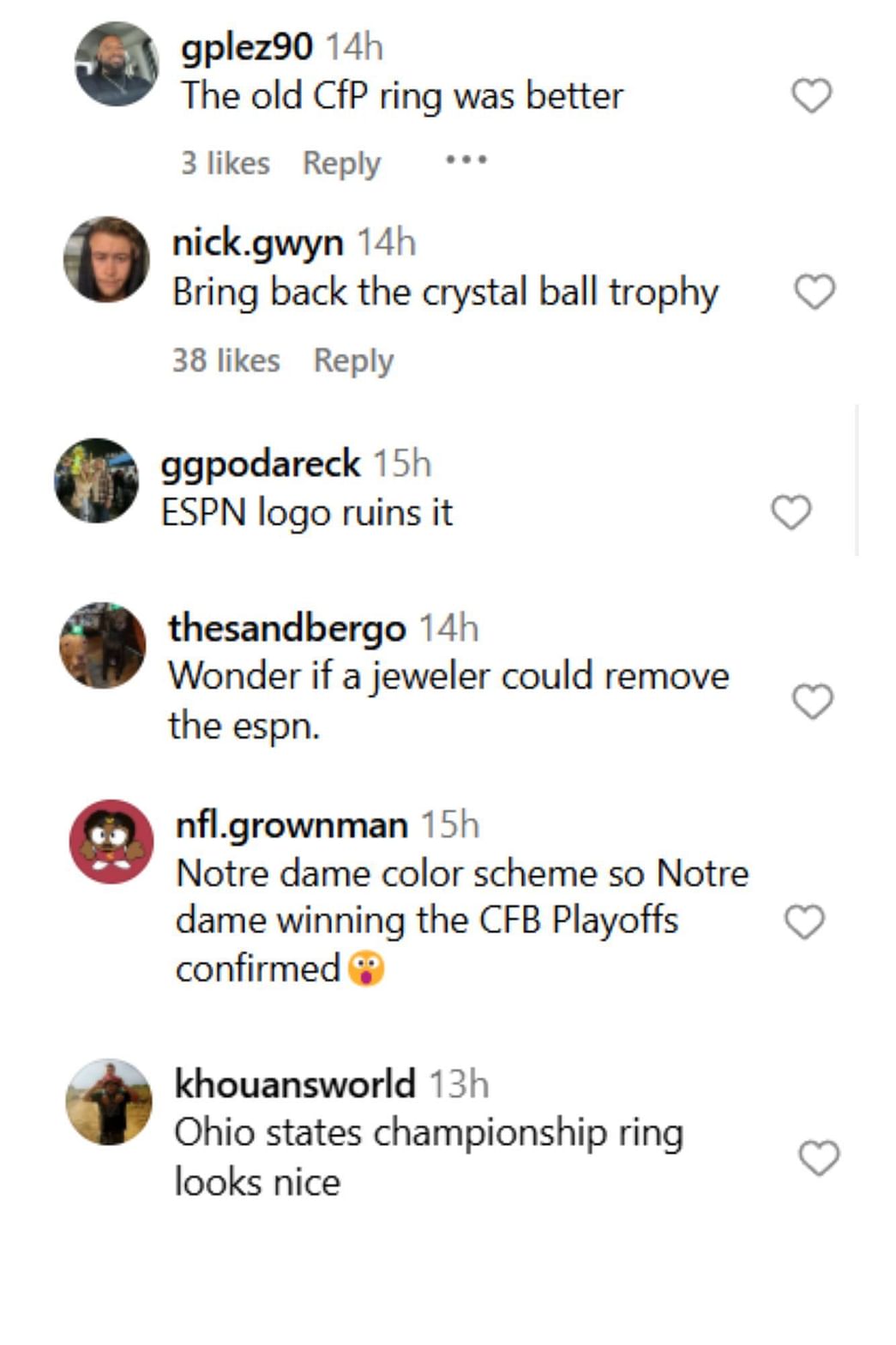 "Old CFP ring was better" Fans have wild reactions to brand new