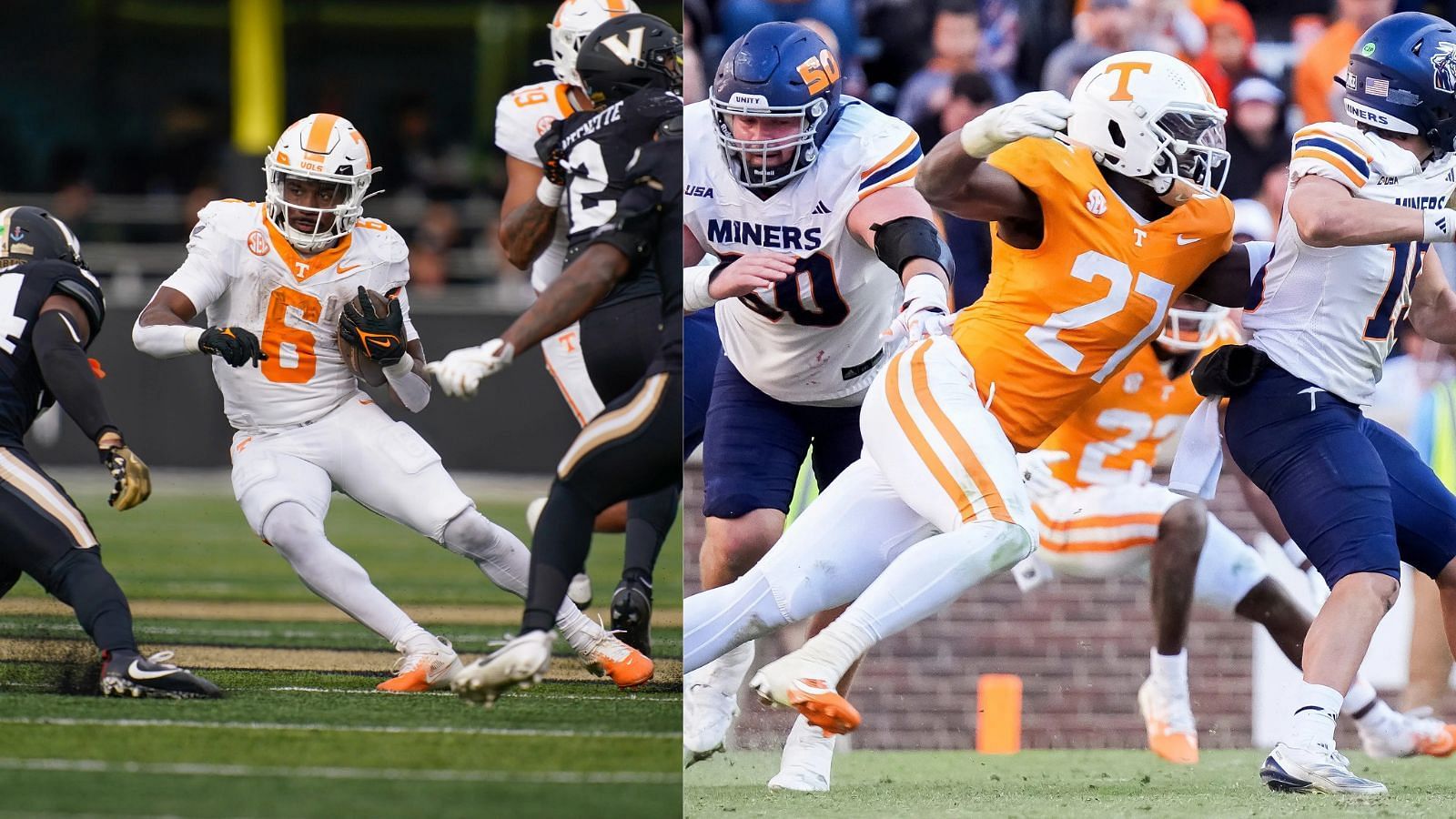 Tennessee RB Dylan Sampson and DE James Pearce Jr. are both bound for the NFL Draft. (Photo Credits: IMAGN)