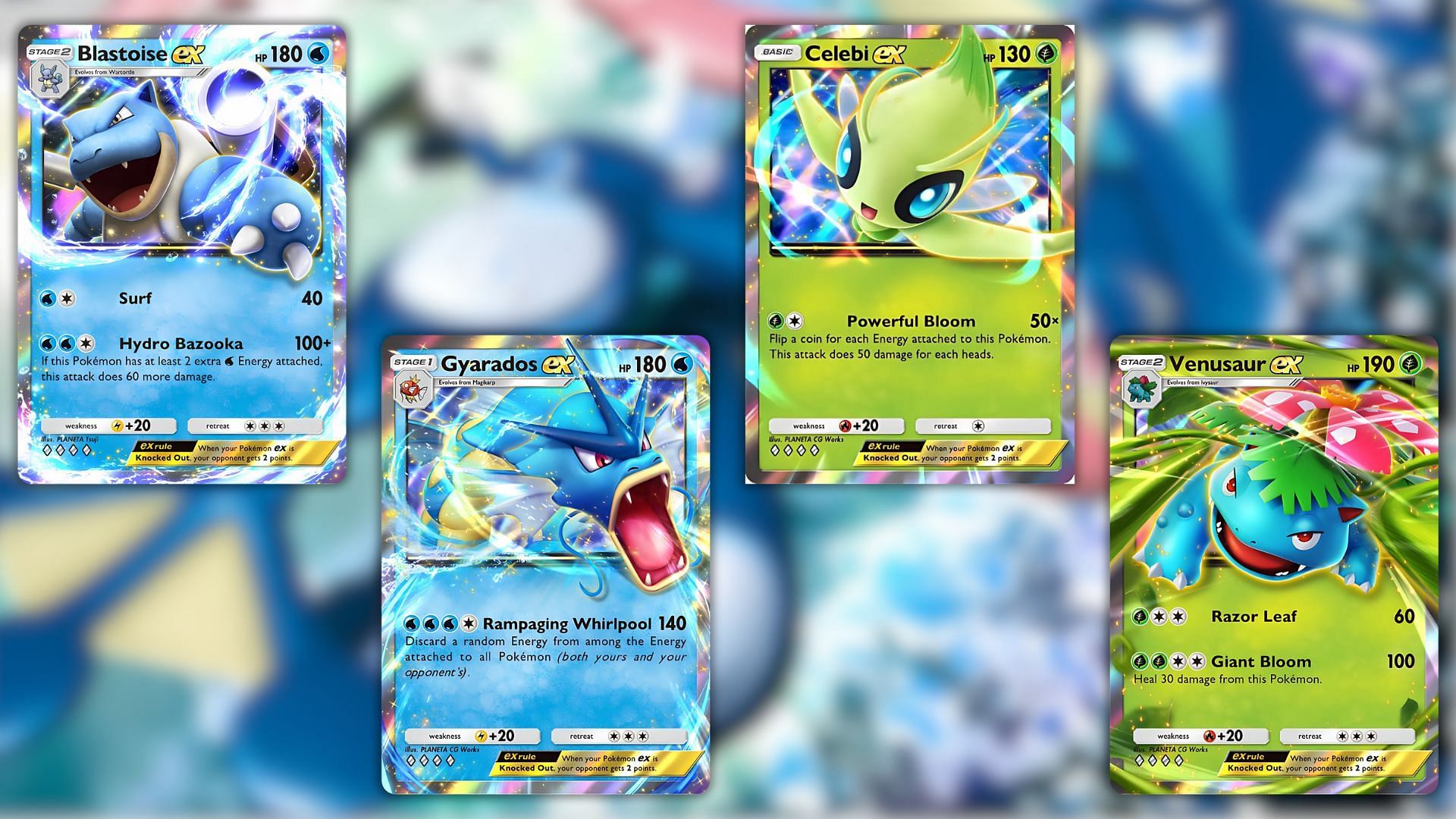 Some strong Water and Grass-type cards (Image via The Pokemon Company)