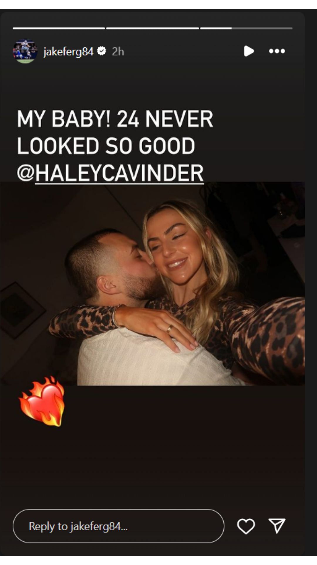 NFL star, Jake Ferguson, wishes his girlfriend, Haley Cavinder a happy birthday. IG image via @jakeferg84