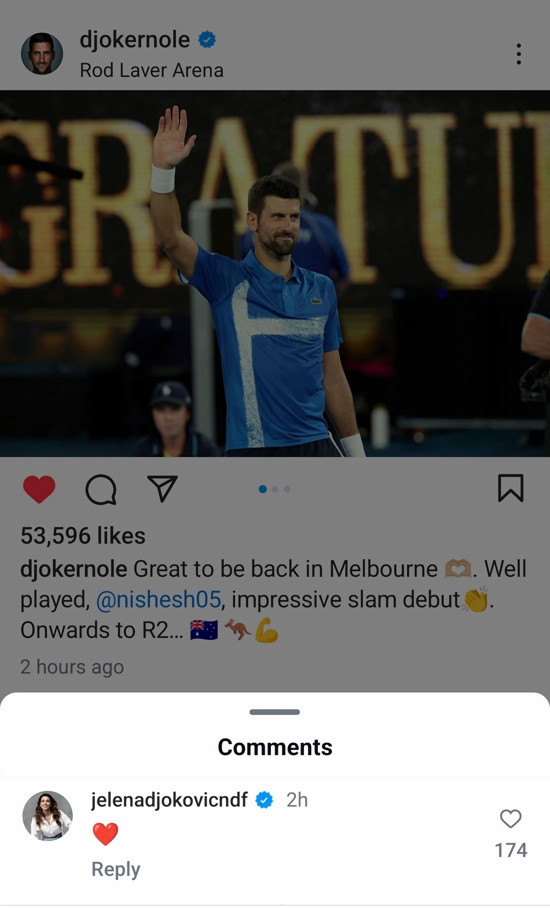 Screen grab of Jelena&#039;s comment [Image Source: Instagram]