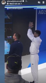 Novak Djokovic celebrates Olga Danilovic's win Instagram | @jelenadjokovicndf