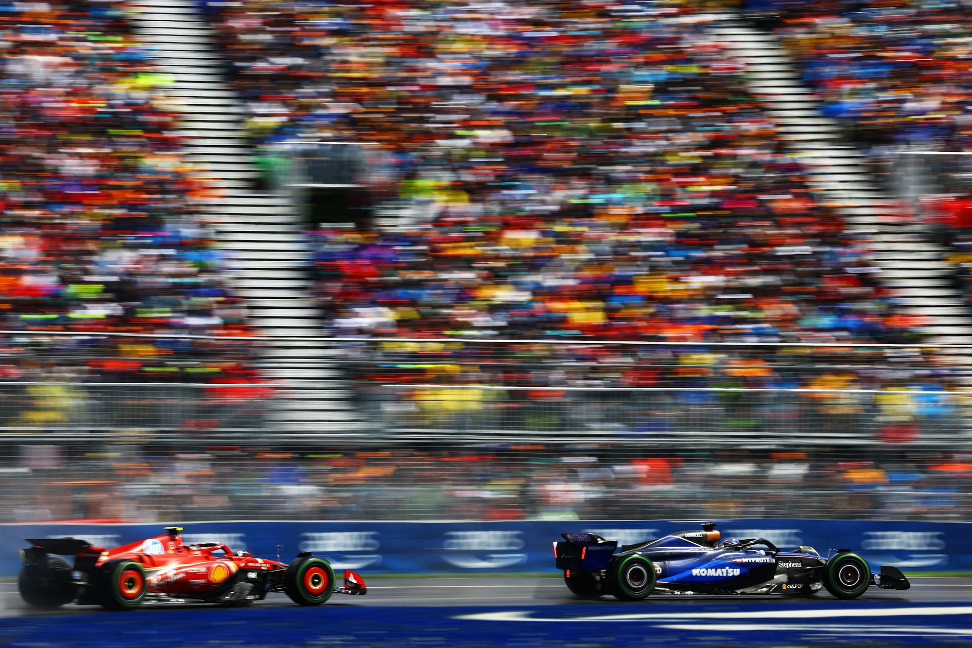 Albon leads Carlos Sainz of Spain on track during the F1 Grand Prix of Canada - Source: Getty