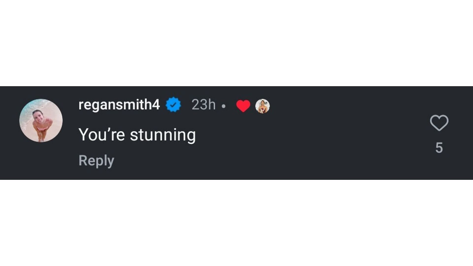 Smith&#039;s comment on Weitzeil&#039;s post (Image via: Weitzeil&#039;s Instagram)