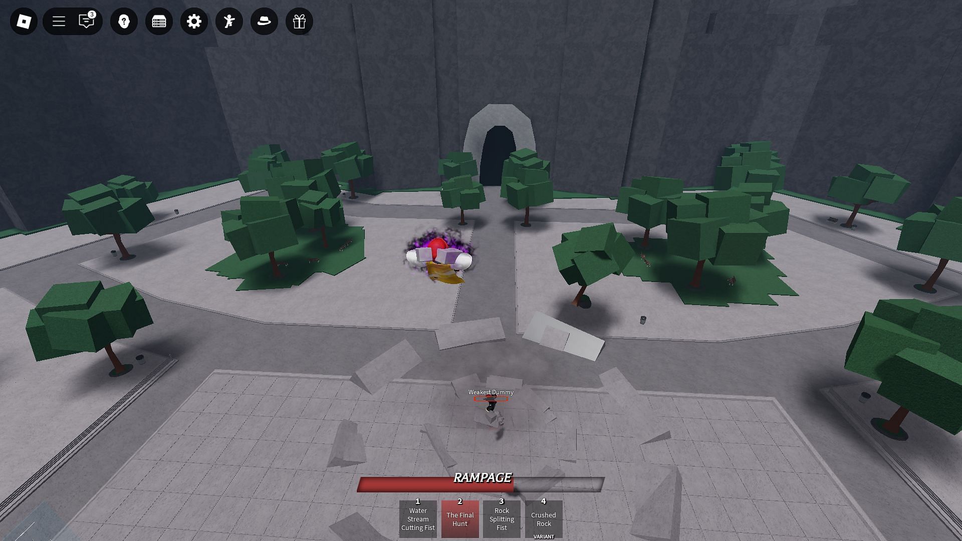 Using a skill as Hero Hunter (Image via Roblox)