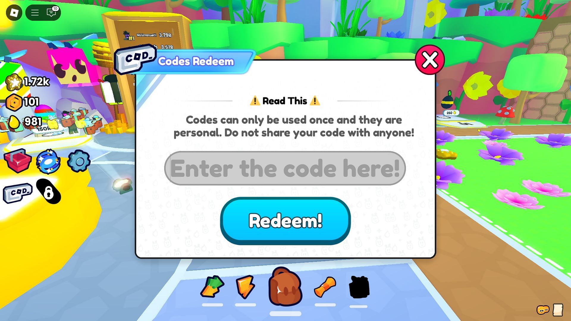 Codebox in Bee Masters Simulator (Image via Roblox)