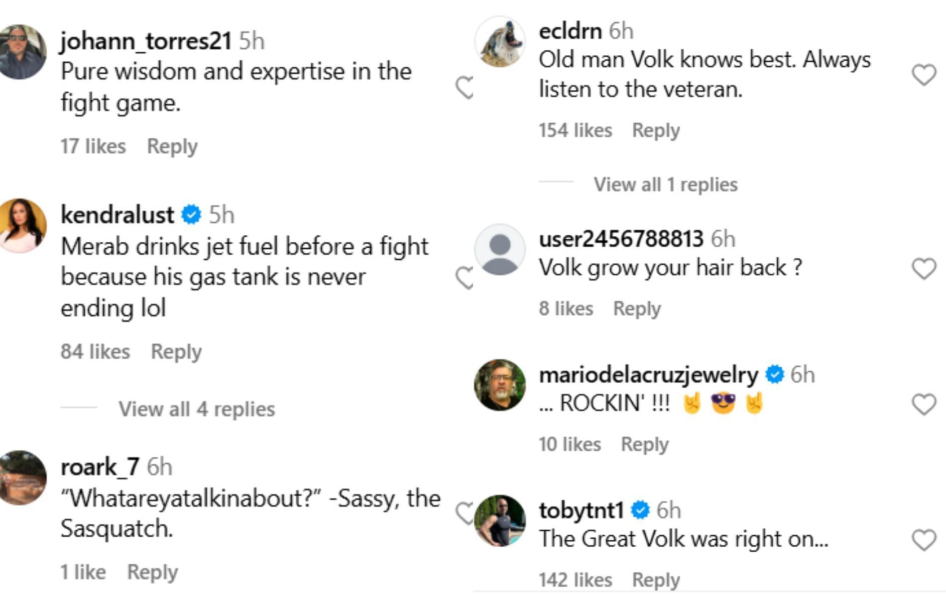 Fan reaction to Alexander Volkanovski&#039;s Instagram post. [Image Courtesy: @alexvolkanovski on Instagram]